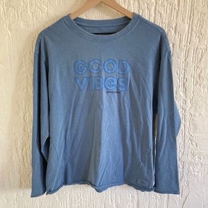 Life Is Good Blue Long Sleeve Good Vibes Shirt Size Small
